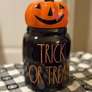 Rae Dunn Halloween Trick or Treat Candy Jar - Black and Orange